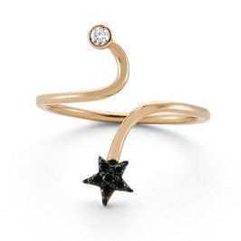 Siyah pırlantalı yıldızlı serçe parmak yüzüğü-2