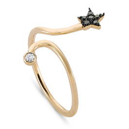 Siyah pırlantalı yıldızlı serçe parmak yüzüğü